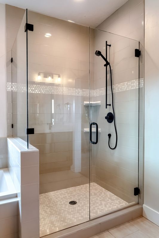 Corner Shower with Glass Doors